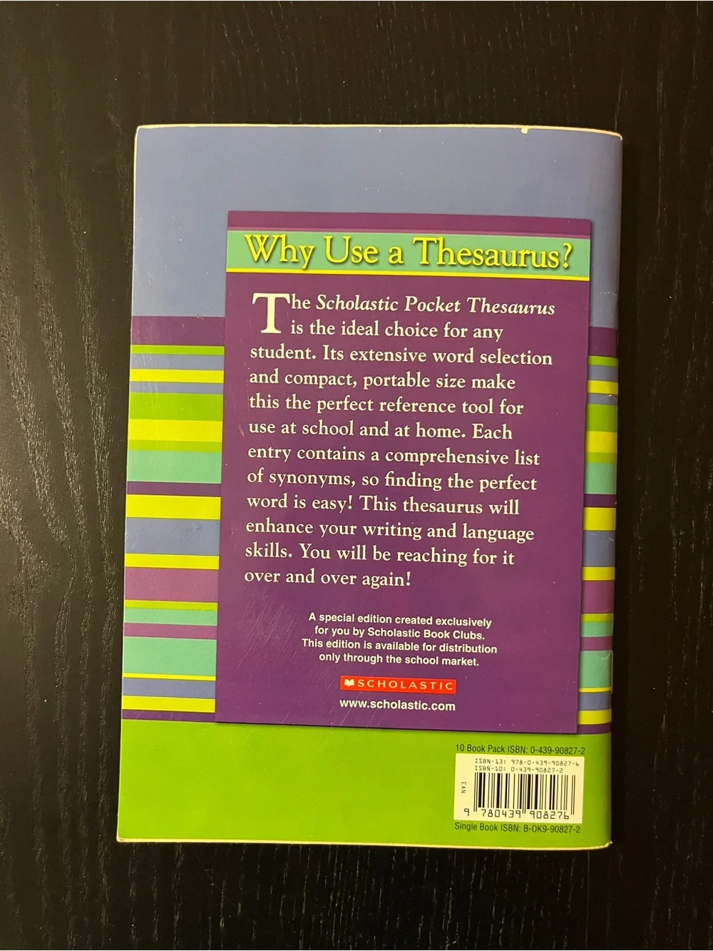 Scholastic Pocket Thesaurus Special Abridged Edition Paperback Book
